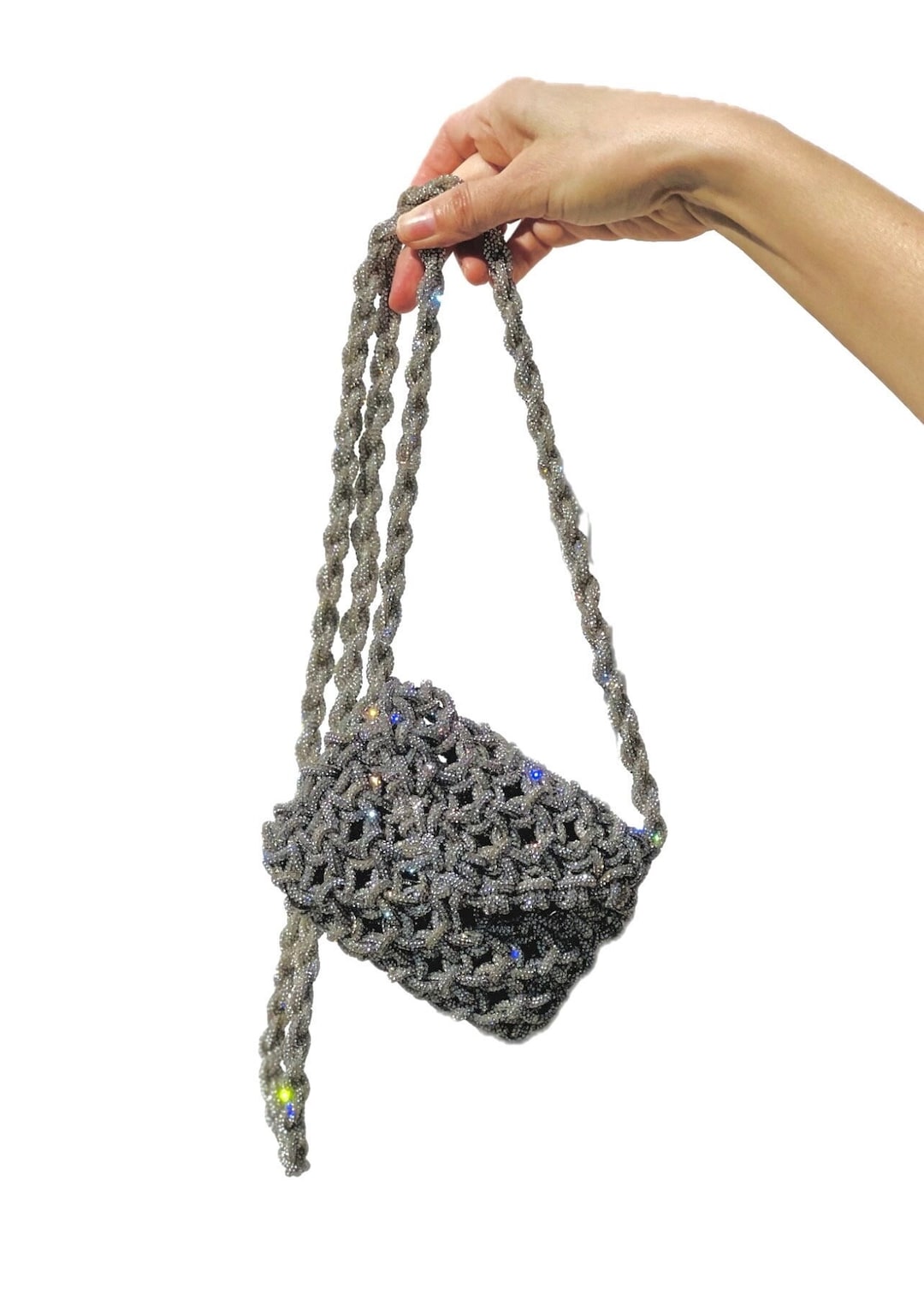 Rhinestone mini drawstring bag