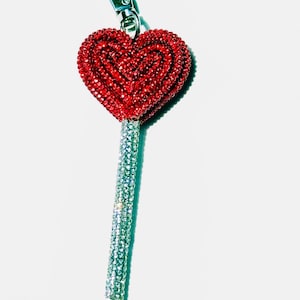 MINI HEART LOLLIPOP Bag Charm, Lollipop Bag Charm, Rhinestone Bag Charm, Candy Purse Charm, Unique Gift, Heart Lollipop Purse Charm