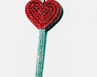 Heart Lollipop Bag Charm, Rhinestone Lollipop Bag Charm, Handmade Candy Purse Charm