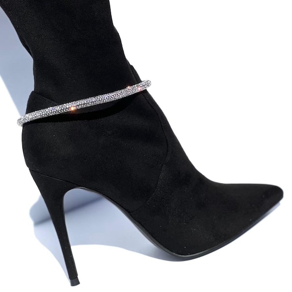 Les CHEVILLES KAI | de cheville en cristal avec strass | Ensemble de bracelets pour bottes | Cordonnerie