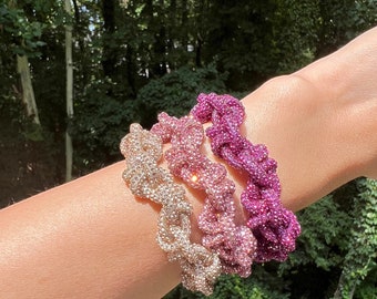 The TRIO, Crystal Rhinestone Bracelet Set, Handwoven Knotted Bracelet, Braided Bracelet, Rhinestone Rope Bracelets, Crystal Bracelet