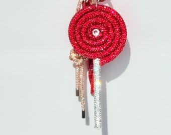 Lollipop Bag Charm Set, Rhinestone Lollipop Bag Charm, Candy Bag Charm, Twizzler Charm, Unique Purse Charm, Food Purse charm, LOLLY II