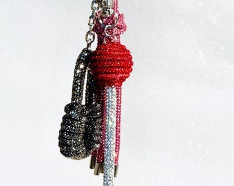The LOLLY BAG CHARM, Crystal Rhinestone Lollipop Bag Charm Set, Fun Purse Charm, Padlock Bag Charm, Unique gift