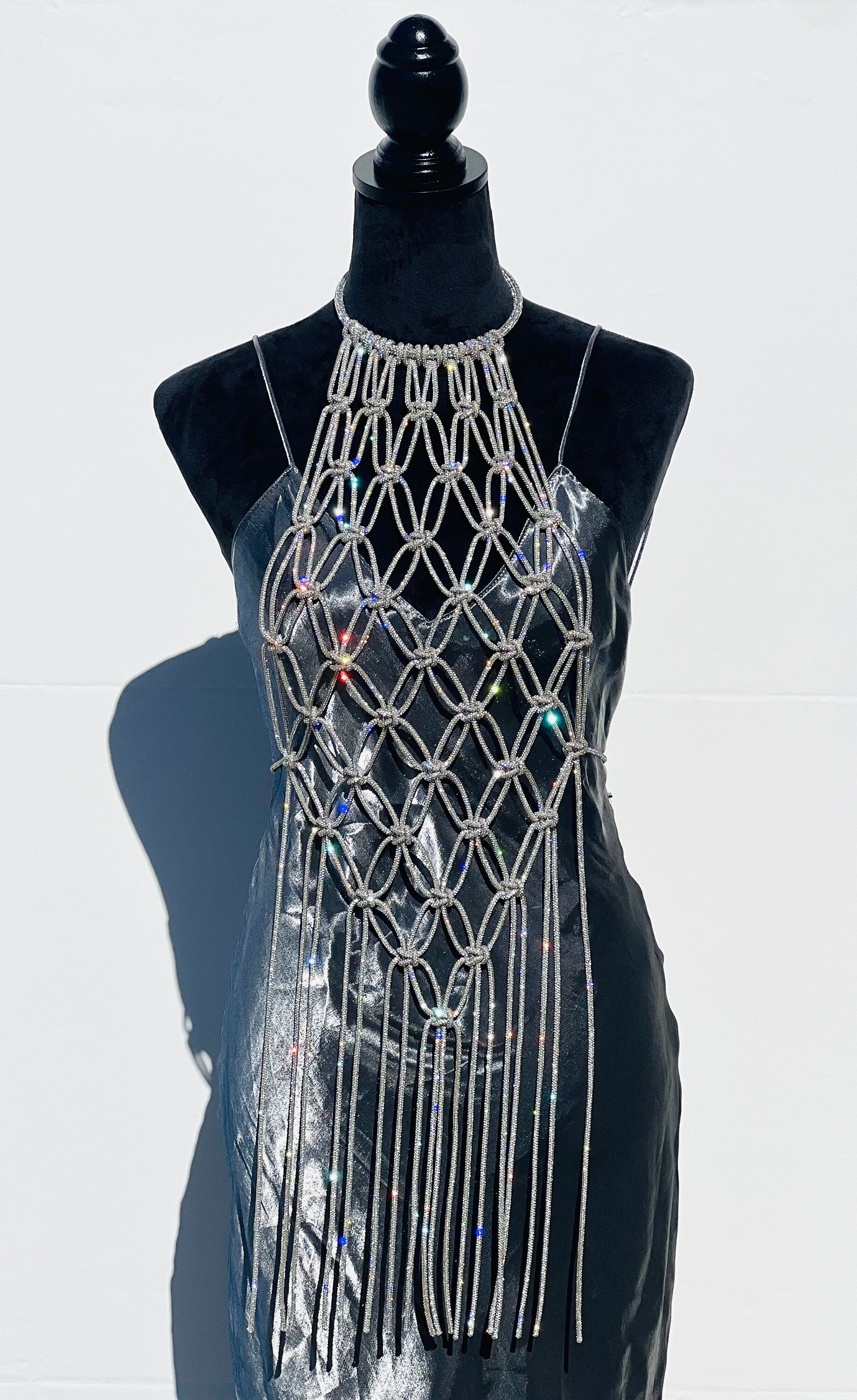 The JEWEL, Crystal Rhinestone Halter Top, Body Jewelry, Knotted