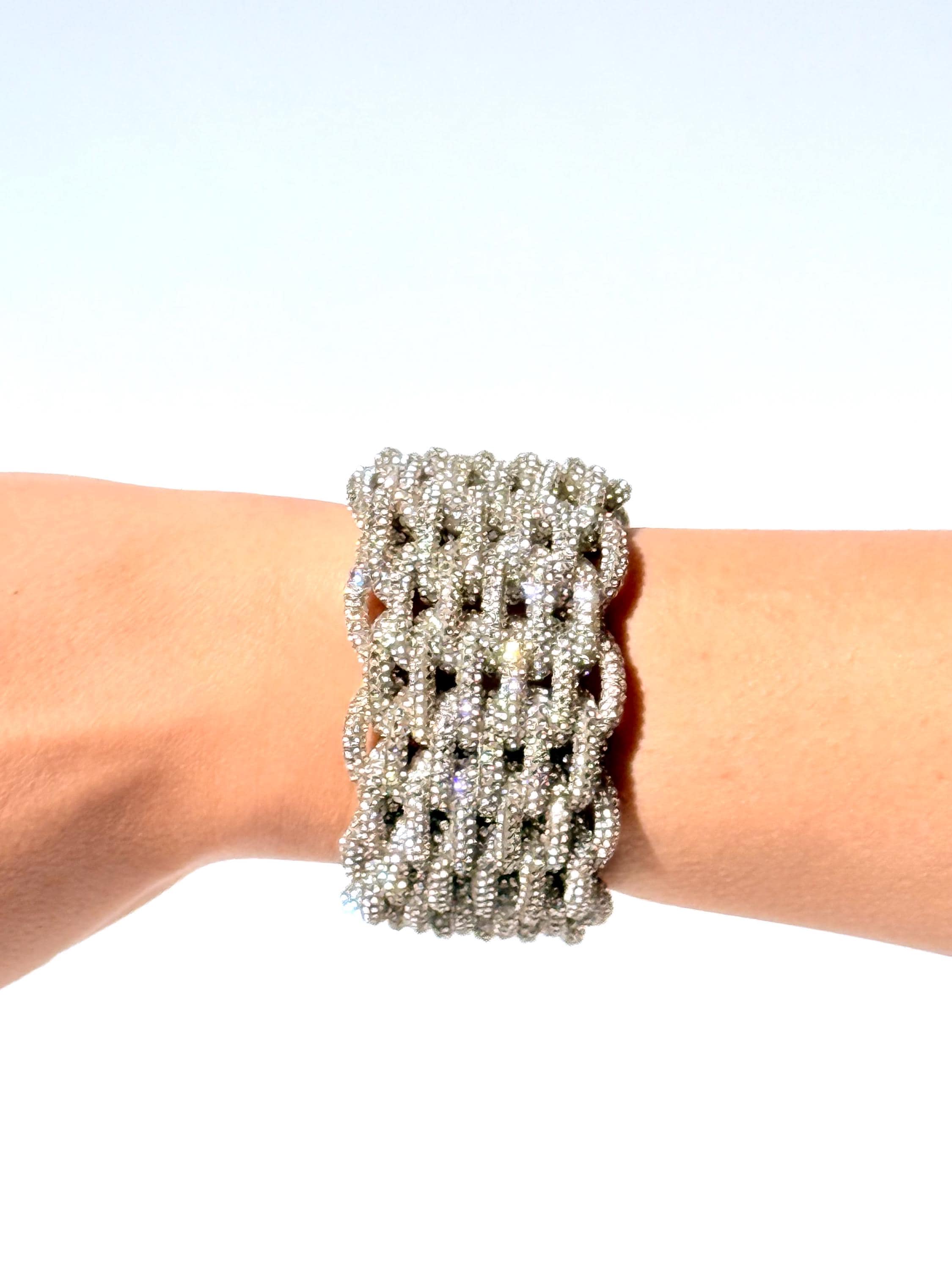 Crystal Rhinestone Cuff Bracelet, Braided Bracelet, Statement Bracelet, Crystal Cuff Bracelet, Knotted Bracelet, The IRIS