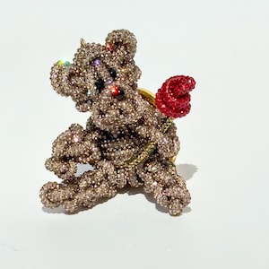 Crystal Rhinestone Teddy Bear Bag Charm, Handmade Purse Accessory, Bling Bear Bag Charm, the TEDDY