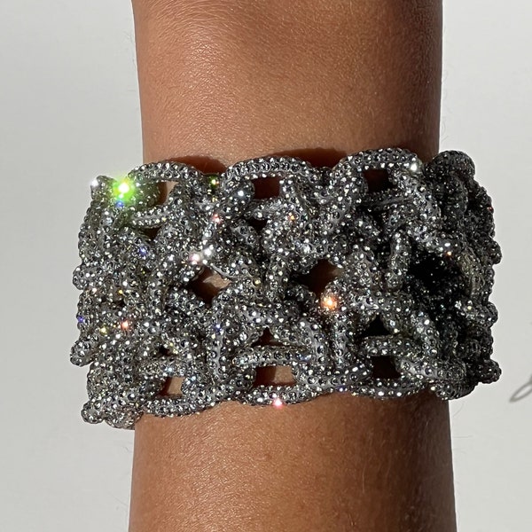 Le MANCHETTE | Manchette en cristal avec strass | Bijoux tendance