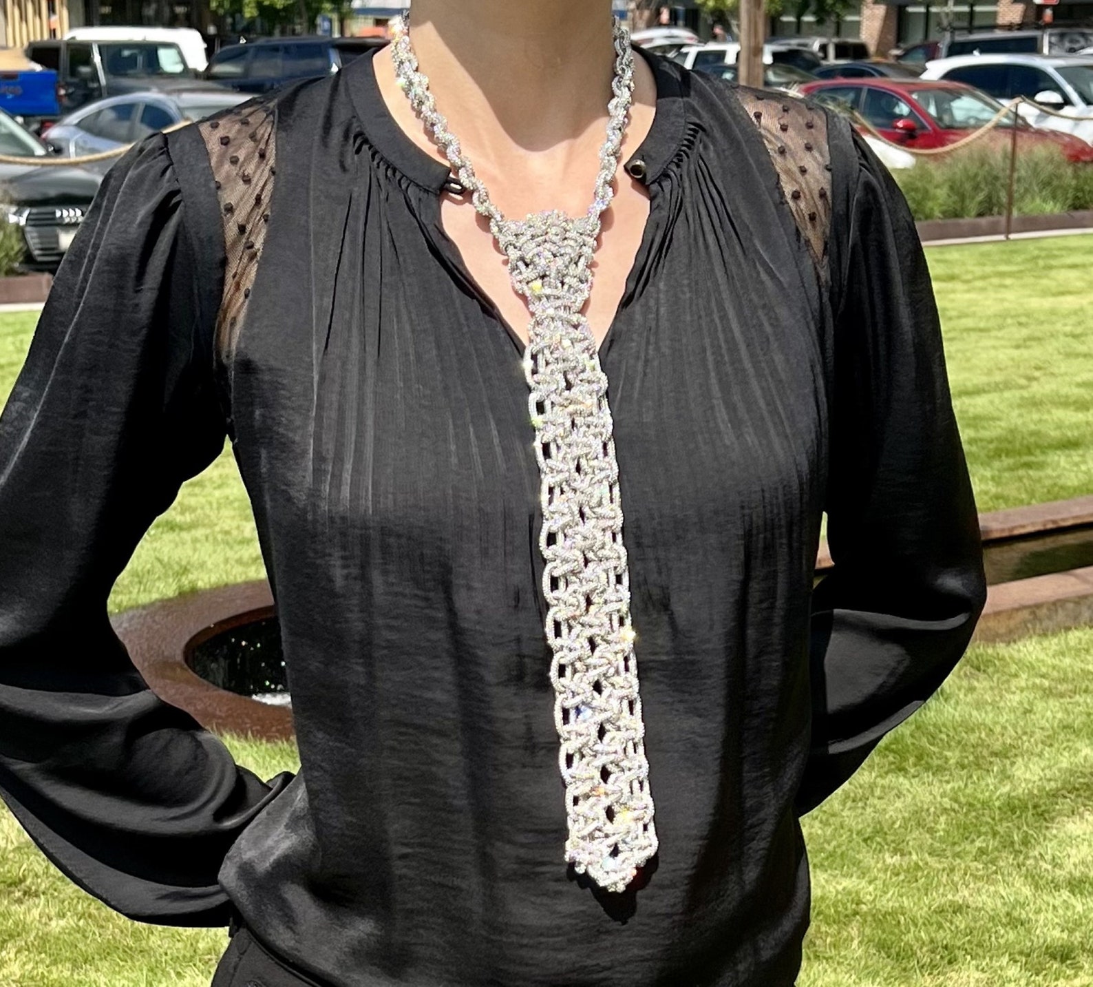rhinestone necktie