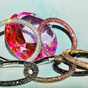 The AURA, Crystal Rhinestone Bracelet Set of 2 or 4, Rhinestone Rope Bracelet, Sparkly Stackable Bracelets