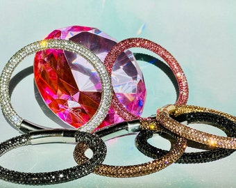 The AURA, Crystal Rhinestone Bracelet Set of 2 or 4, Rhinestone Rope Bracelet, Sparkly Stackable Bracelets