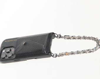 Rhinestone Phone Strap, Chain Wristlet, Crystal Phone Charm, Sparkly Wrist Strap, The Steel Wristlet