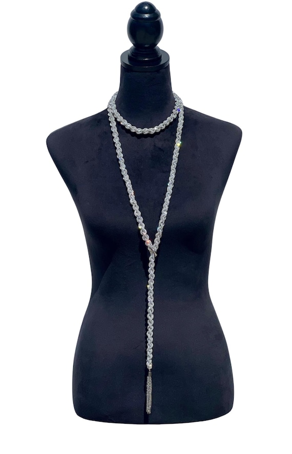 The ALASIA, Crystal Rhinestone Rope Belt and Necklace, Braided