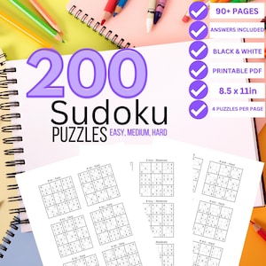 Sudoku Puzzles for Adults Sudoku Printable Digital Workbook Puzzle Book Brain Teaser Puzzle Sudoku Puzzles Printable Puzzle Printable Sudoku