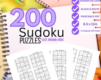 Sudoku Puzzles for Adults Sudoku Printable Digital Workbook Puzzle Book Brain Teaser Puzzle Sudoku Puzzles Printable Puzzle Printable Sudoku
