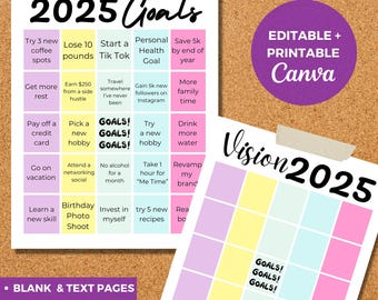 Vision Board Template Vision Board Bingo Vision Board Kit Vision Board Printables Digital Vision Board Vision Board Words Vision Board Party
