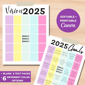 Vision Board Template Vision Board Bingo Vision Board Kit Vision Board Printables Digital Vision Board Vision Board Words Vision Board Party