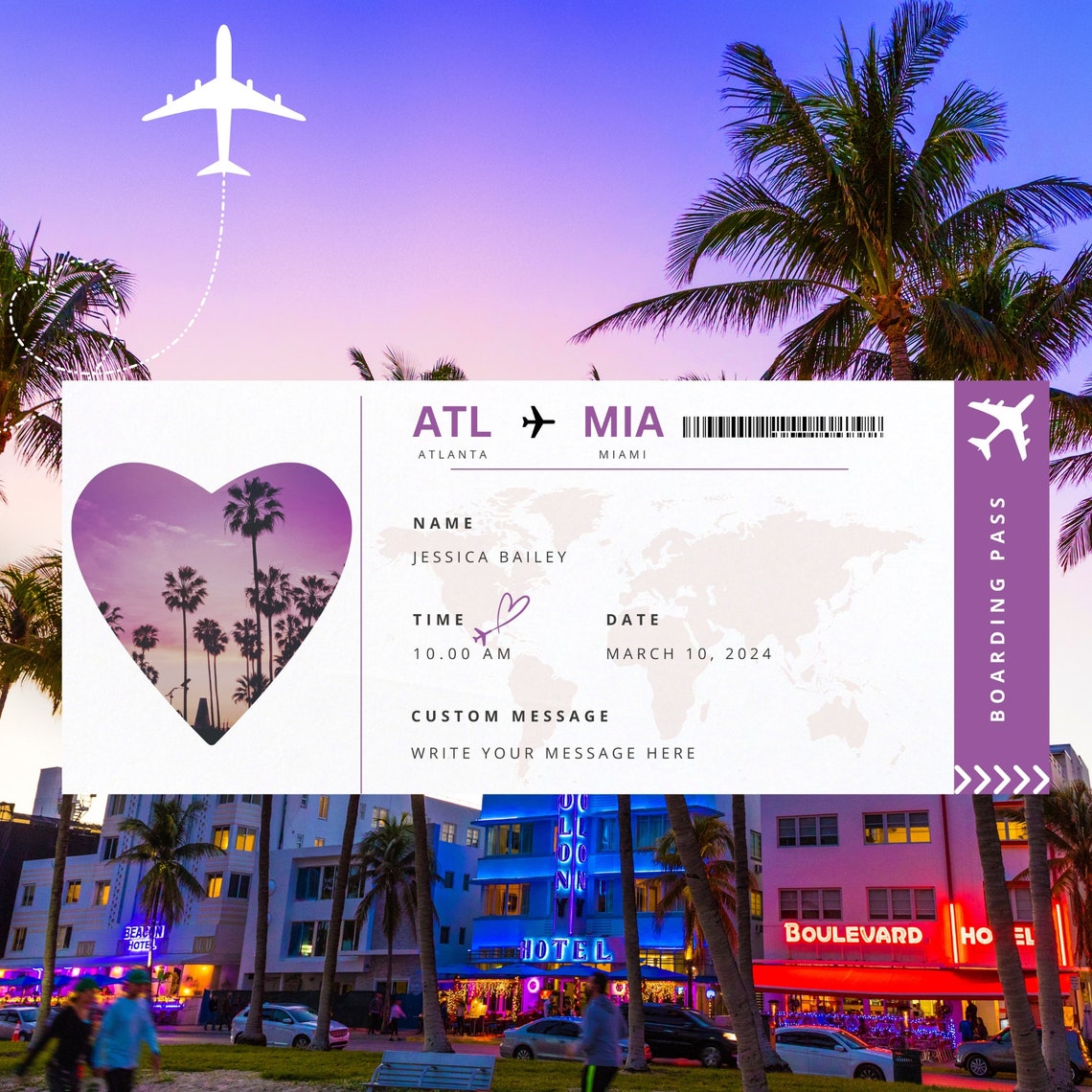 Printable Plane Ticket, Boarding Pass Editable, Printable Airline
