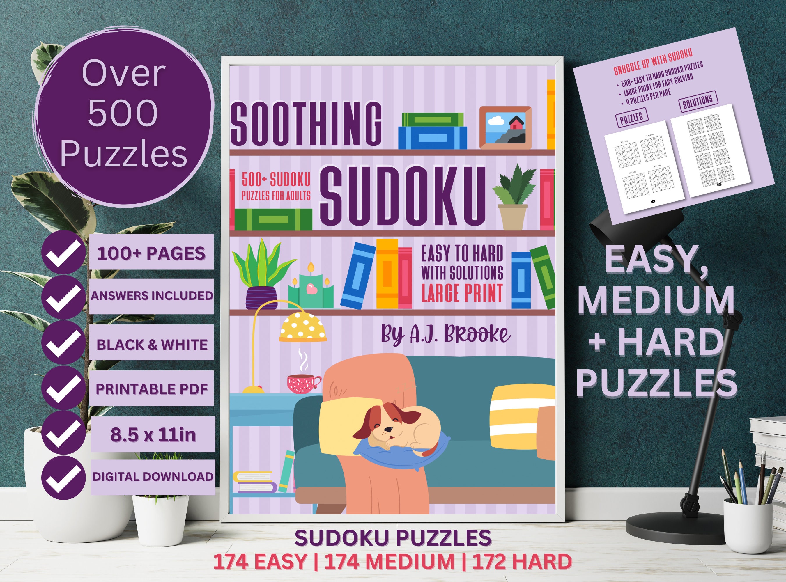 Sudoku Puzzles for Adults PRINTABLE PDF, 150+ Pages With Answer Sheets ...