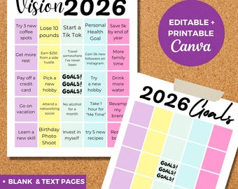 Vision Board Template Vision Board Bingo Vision Board Kit Vision Board Printables Digital Vision Board Vision Board Words Vision Board Party