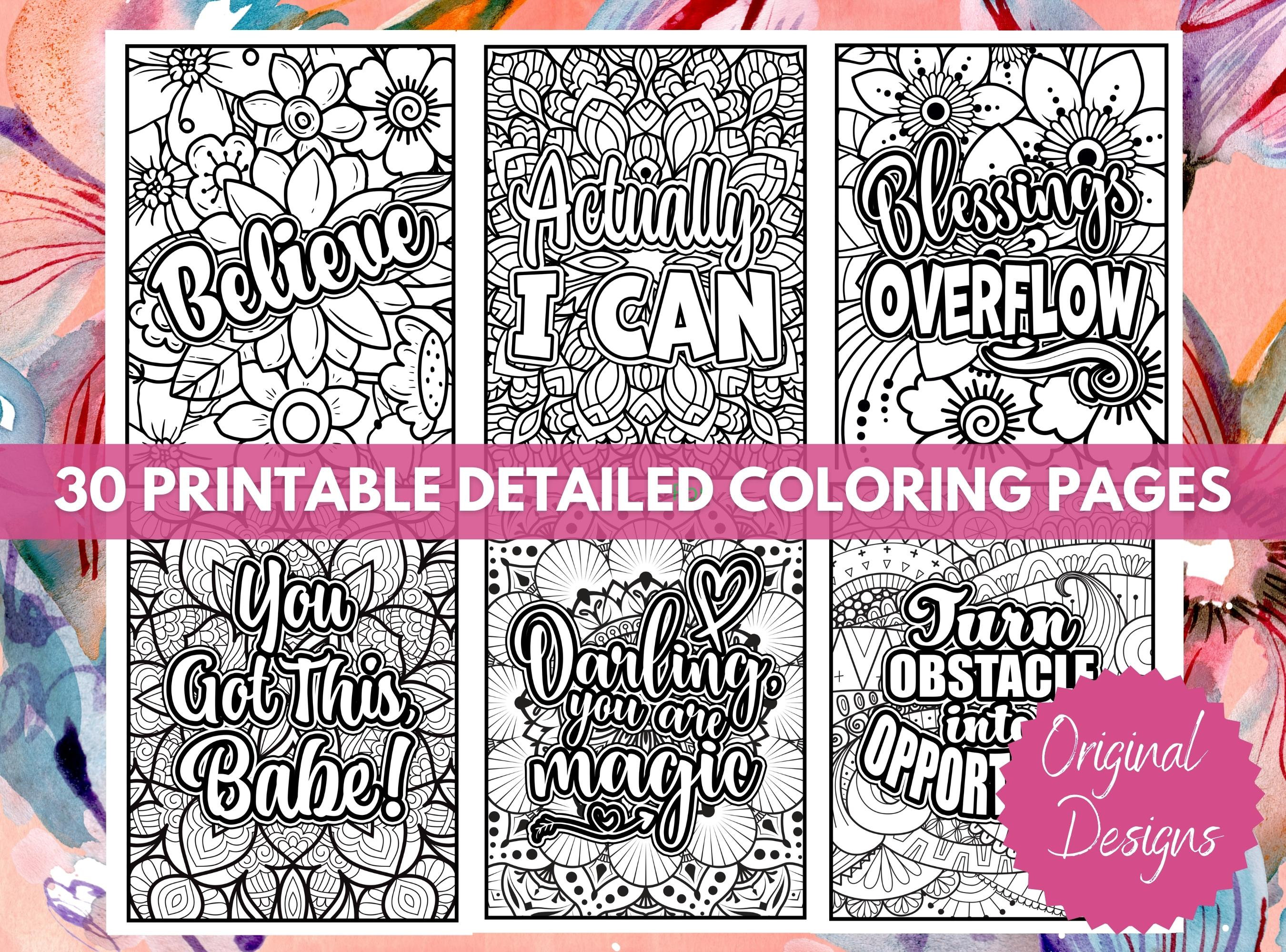 10 COLORING PAGES Dogs, Puppies, Funny, Cute, Adult Coloring Book Animal  Designs, Self Care Quotes Printable PDF Instant Download 