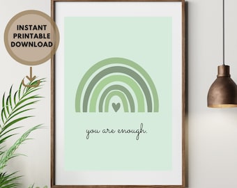 You Are Enough Wall Art Quote, PRINTABLE Wall Art Quote, Gift For Her, Room Wall Decor, Inspirational, Girls Room Decor, DIGITAL DOWNLOAD