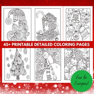 Wonderfully Cute & Cozy, Detailed Christmas Activity Pages, Christmas Party Activity Sheets, Printable Christmas Coloring Pages For Adults