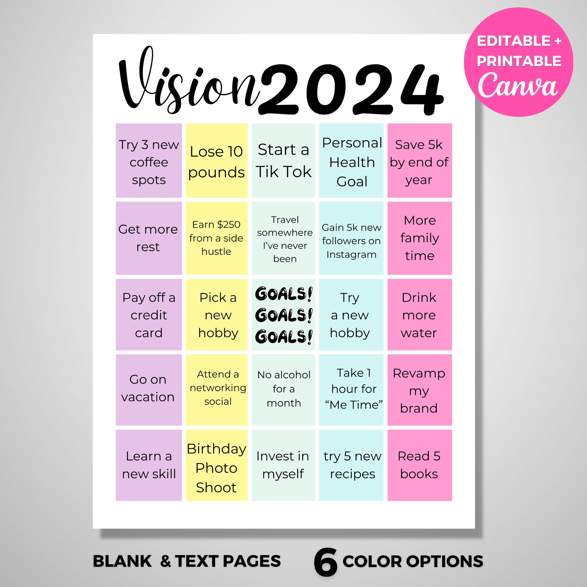 2024 Vision Board Party Kit Goal Mood Board for Women, Engagement Money New  Year Pregnancy Vision Board, Printable Vision Board Clip Art Set