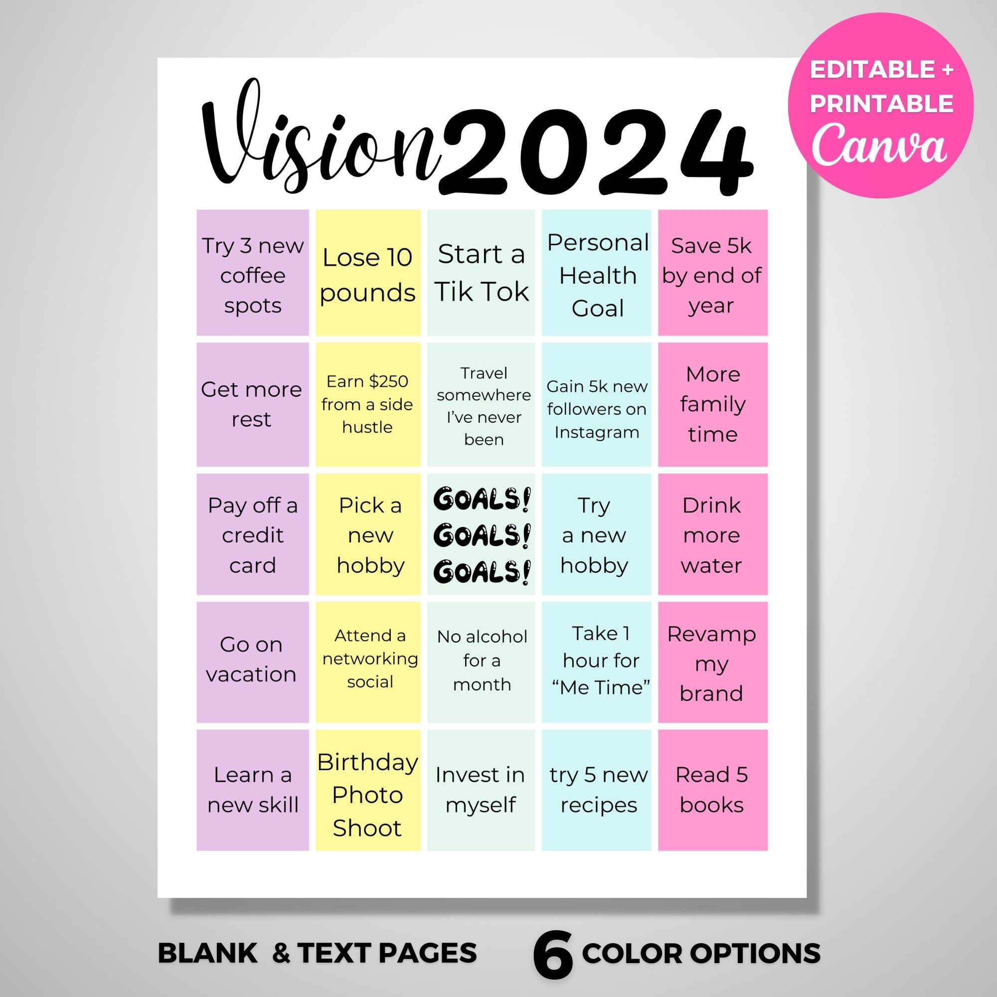 2024 Vision Board Kit, Printable Vision Board, 2024 Dream Board