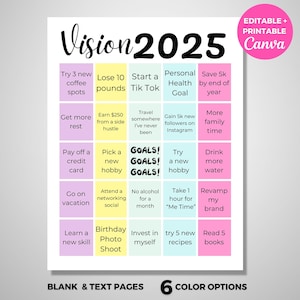 Vision Board Template Vision Board Bingo Vision Board Kit Vision Board Printables Digital Vision Board Vision Board Words Vision Board Party