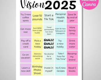 Vision Board Template Vision Board Bingo Vision Board Kit Vision Board Printables Digital Vision Board Vision Board Words Vision Board Party