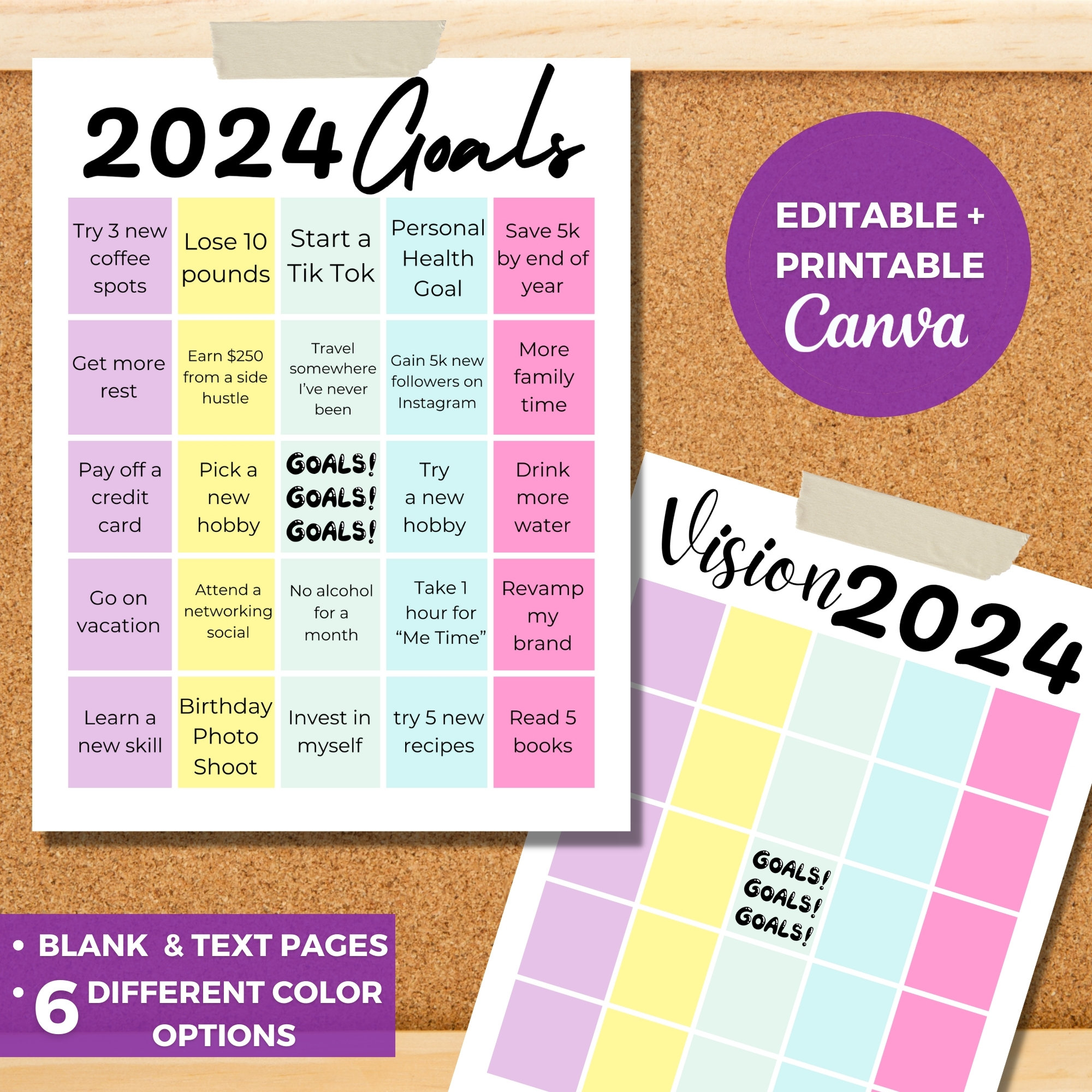 2024 Vision Board Kit, Printable Vision Board, 2024 Dream Board