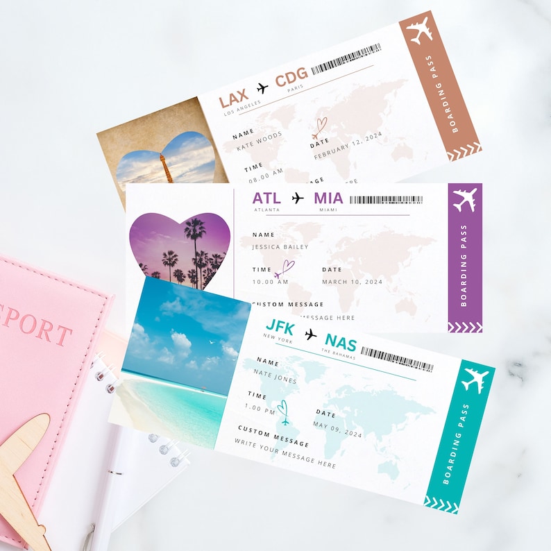 Printable Plane Ticket, Boarding Pass Editable, Printable Airline ...