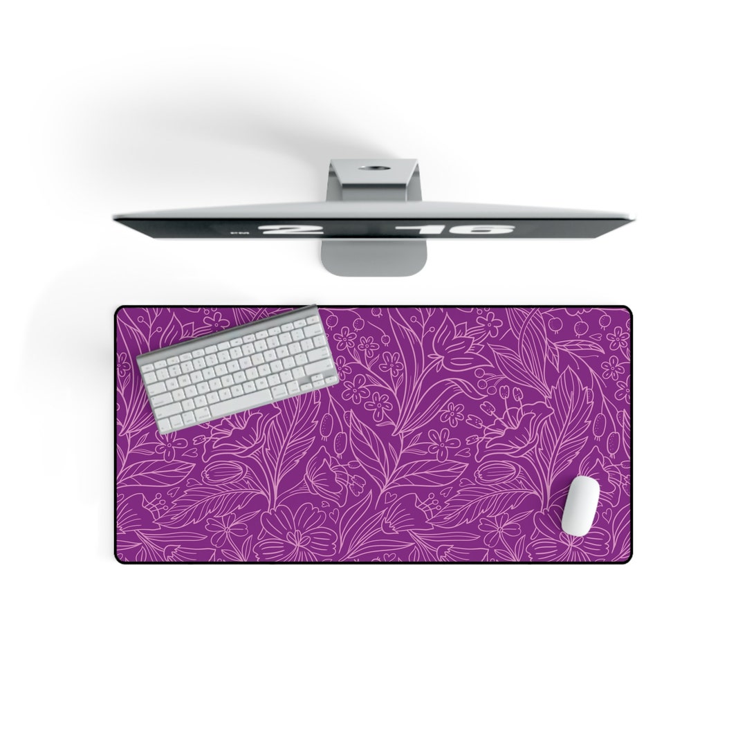 Purple Desk Mat Cute Desk Mat Pastel Desk Mat Floral Desk Mat Large