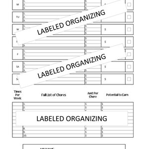 BONUS PDF! Digital Download - Weekly Chore Money Chart - Spreadsheet for Kids - Money Tracker