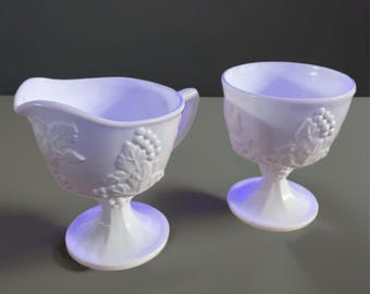 Milk Glass Sugar Bowl & Creamer Set