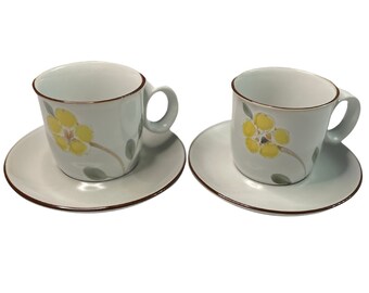 Noritake Hello Spring Vintage Stoneware Flat Cup & Saucer Set Made