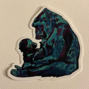 Gorilla sticker, great ape sticker, gorilla, primate, Mother’s Day gift, wildlife sticker, zookeeper