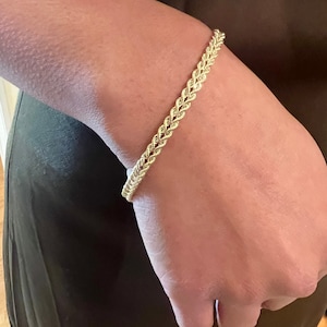 10K Yellow Gold Double Rope Chain Bracelet -10K Real Gold 7.25" Rope Bracelet for Women -Dainty 4.7mm Thick Double Rope Lightweight Bracelet