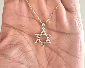Pendentif étoile de David en or 14 carats-pendentif Magen David-petits bijoux juifs délicats-cadeau bat mitsvah-cadeau religieux