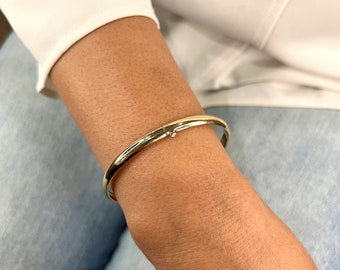 10K Yellow Gold Bangle Bracelet - 10K Real Yellow Gold