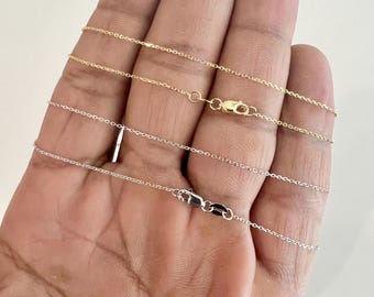 10K Real Yellow or White Gold Cable Chain-16” 18” 20” Dainty Thin Cable Chain