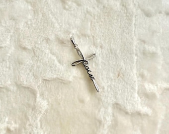 Sterling Silver Jesus Cross Pendant-Dainty Small Lite Jesus Pendant-Christian Jewelry Gift-Religious Faith Pendant