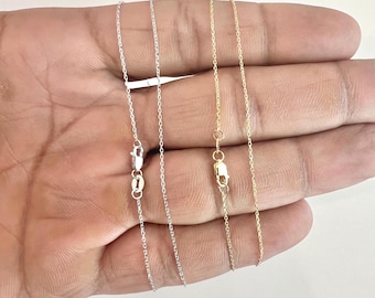 10K Real Gold Cable Chain-10K White or Yellow Gold Chain-Dainty Thin Delicate Necklace