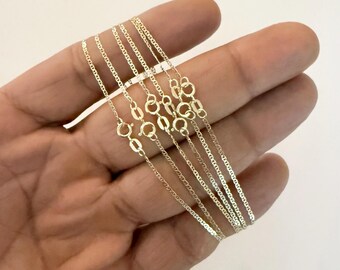 Pulsera de oro amarillo macizo de 10 quilates con eslabones finos estilo marinero de 18 cm (7") - Pulsera delicada y elegante de 1,2 mm