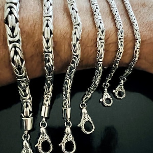 Byzantine Chain Sterling Silver Link Bracelet - 925 Silver Oxidized Byzantine Chain Bracelet - Handmade Antiqued Bali Chain Link Bracelet