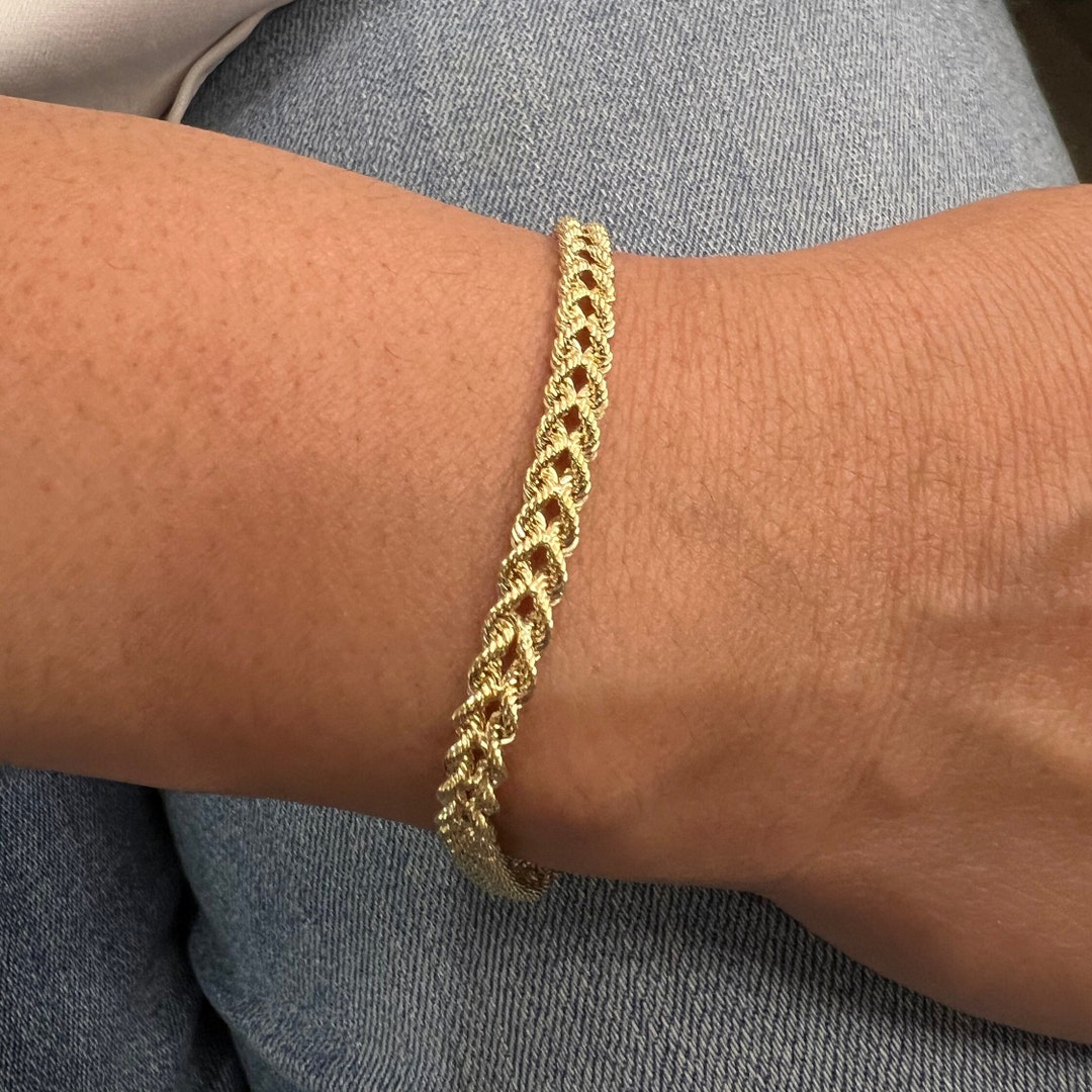 10k Yellow Gold Double Rope Chain Bracelet 10K Real Gold Rope Bracelet