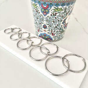 Sterling Silver 3mm Hoop Earrings: Polished Round Hoops 20mm,25mm,30mm,35mm,40mm image 3