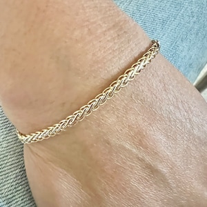 10K Gold Two-Tone Weaved Bracelet - 7.25&quot; Polished Yellow & White Gold