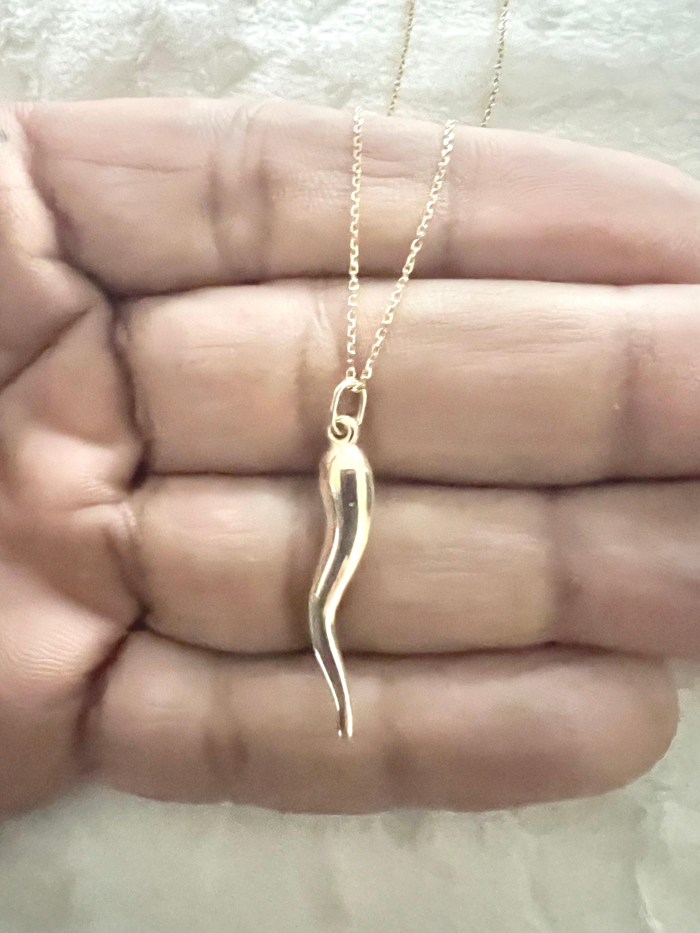 Real 10K Yellow Gold Italian Horn Cornicello Charm Pendant - 1.7