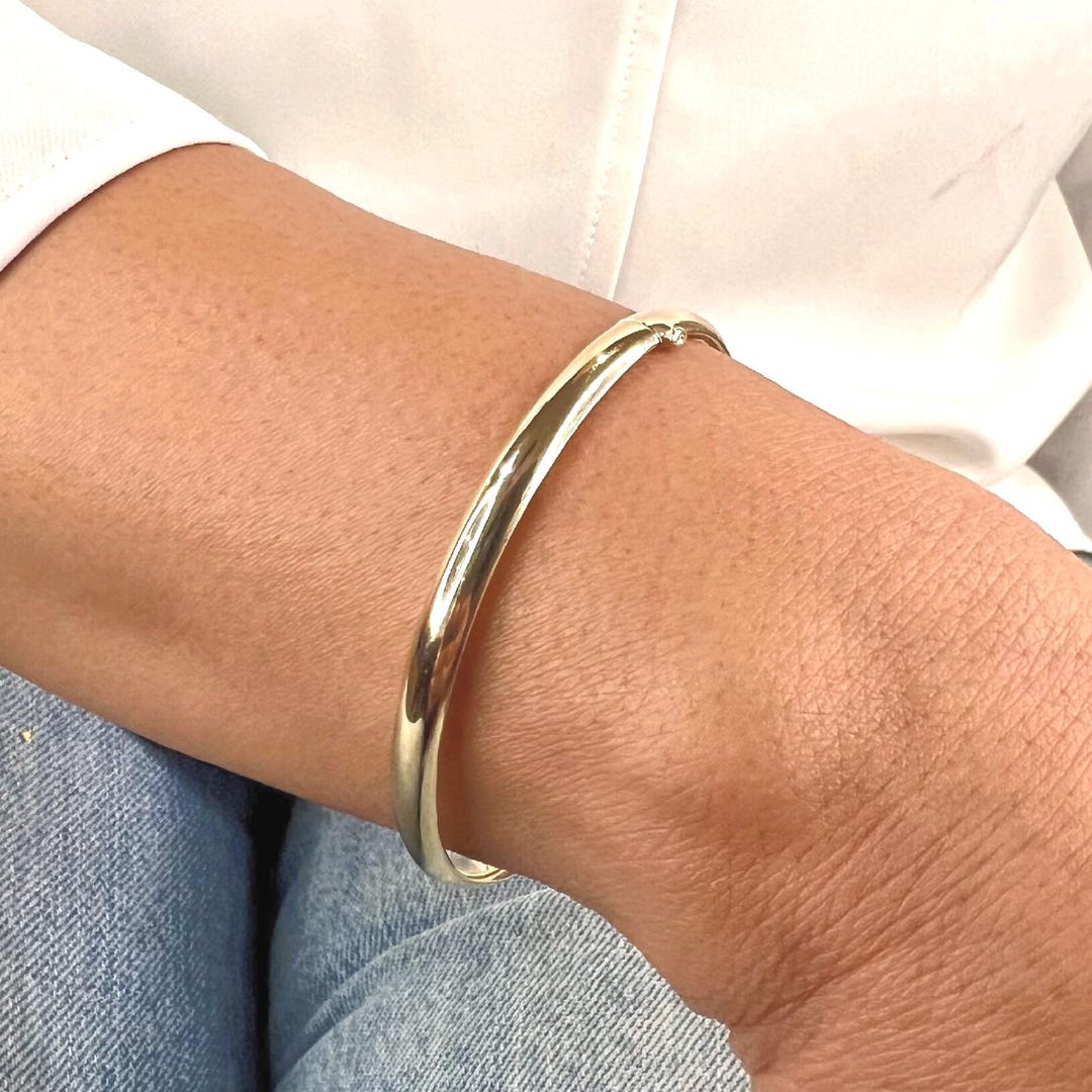10K Yellow Gold Bangle Bracelet - 10K Real Yellow Gold